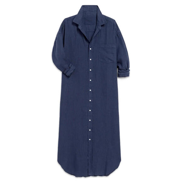 NEW Frank & Eileen Megan One-Size Maxi Shirtdress in Navy Size M #MD848